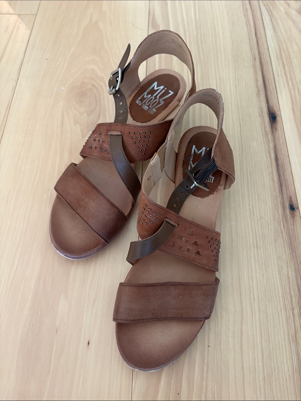 Miz Mooz Cienna Tan Brown Leather Slingback Sandals 10/41